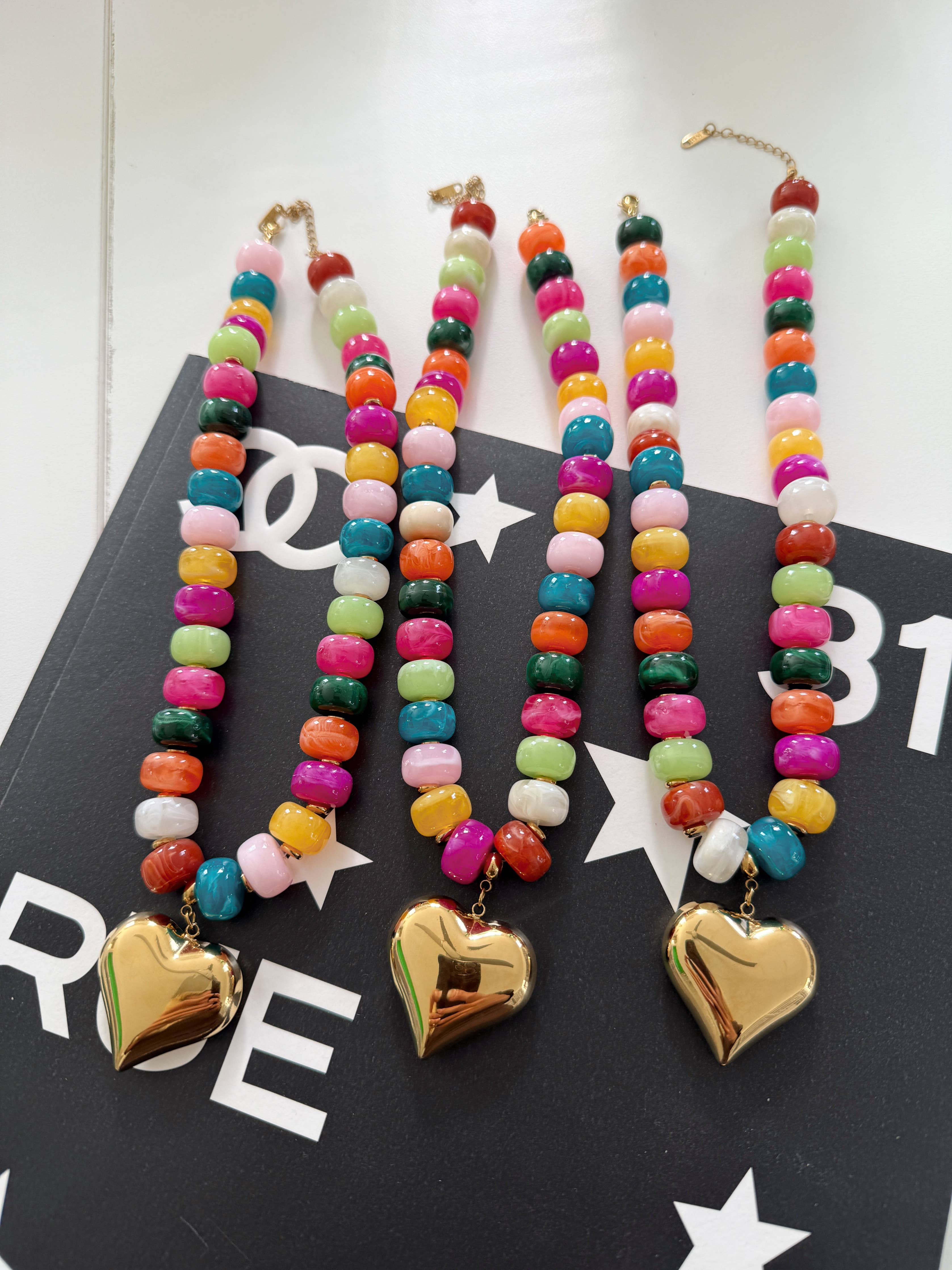 Colorful Heart Necklace 16-19”