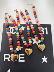 Colorful Heart Necklace 16-19”