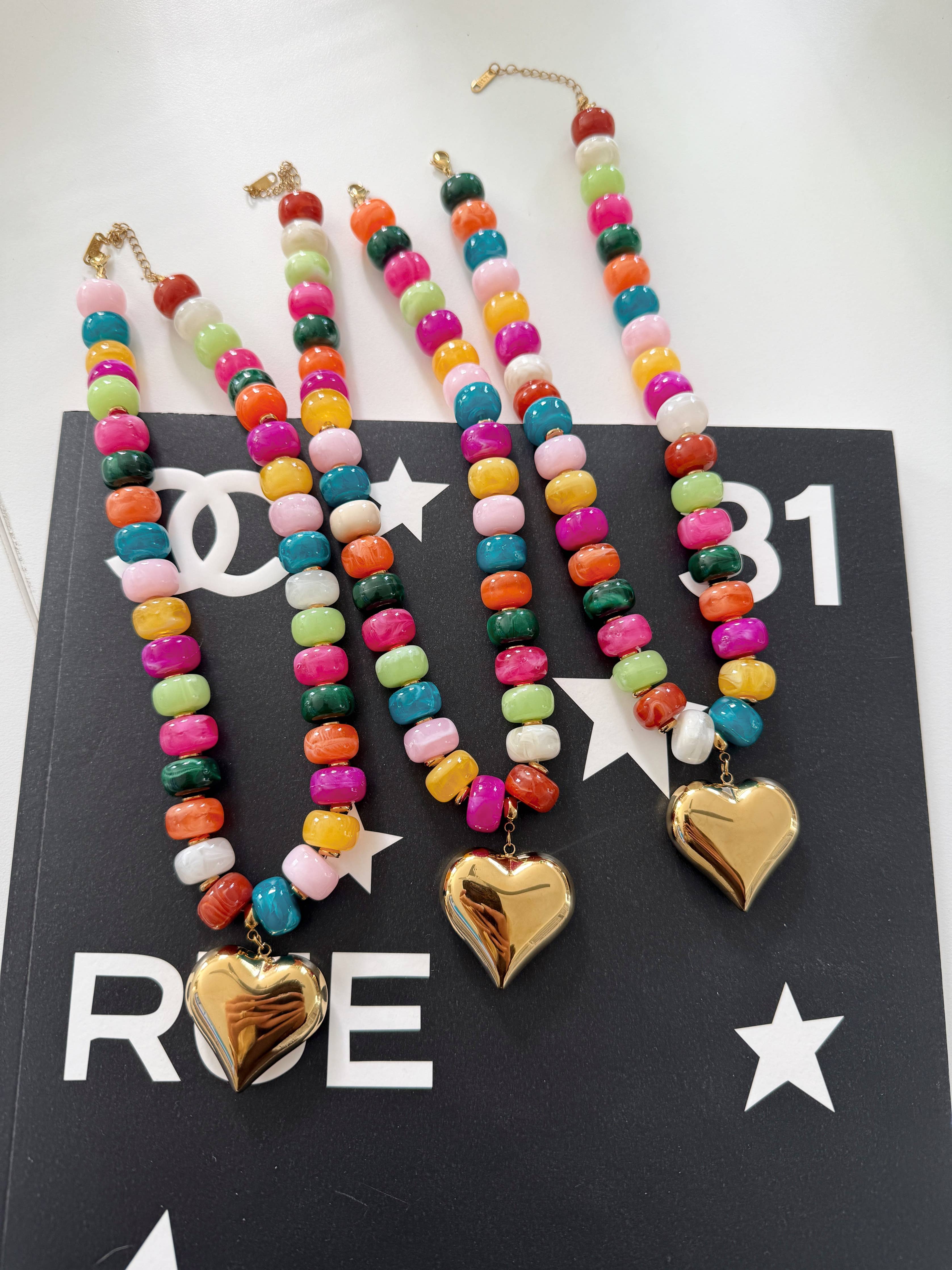 Colorful Heart Necklace 16-19”