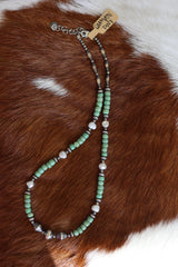 Campitos Turquoise & Freshwater Pearl Necklace 16-18”