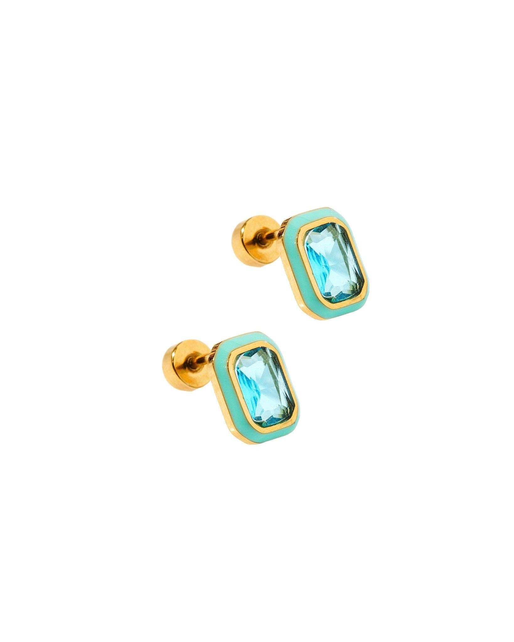 Screwback Stud Earrings - Whitney Aqua Dream