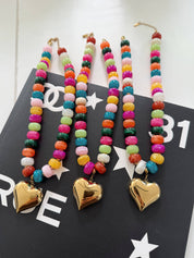 Colorful Heart Necklace 16-19”