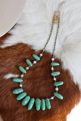 Elisa Sonora Turquoise & Freshwater Pearl Necklace 18-20”