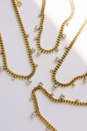 Chloe Crystal Cuban Chain Necklace 15-17”