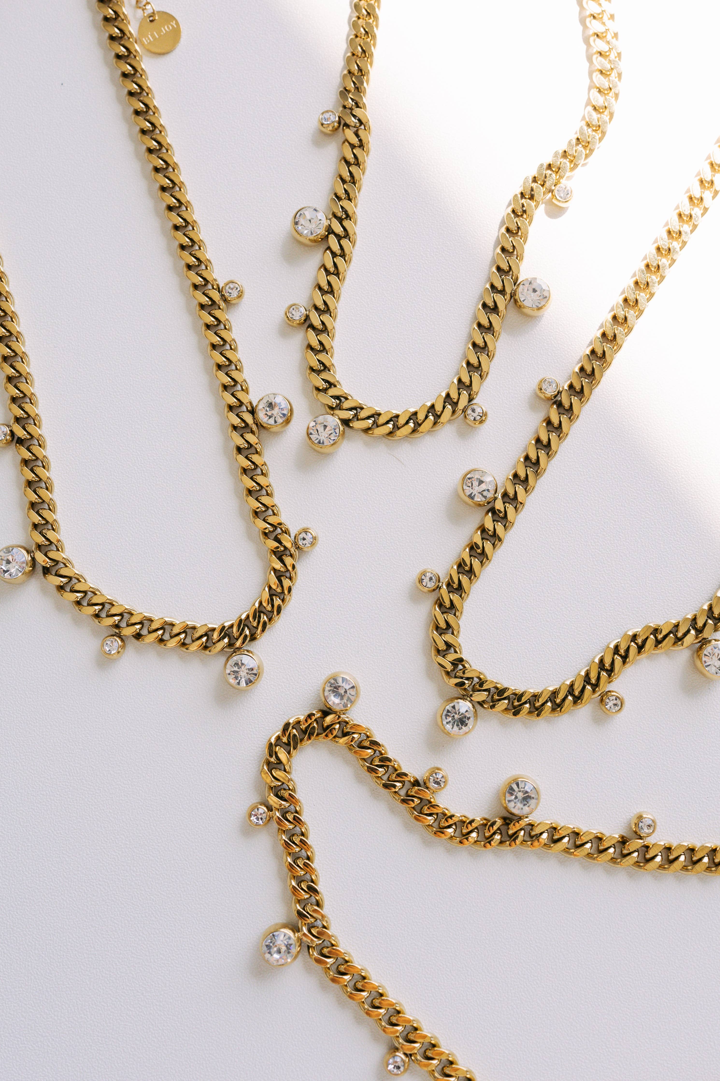 Chloe Crystal Cuban Chain Necklace 15-17”