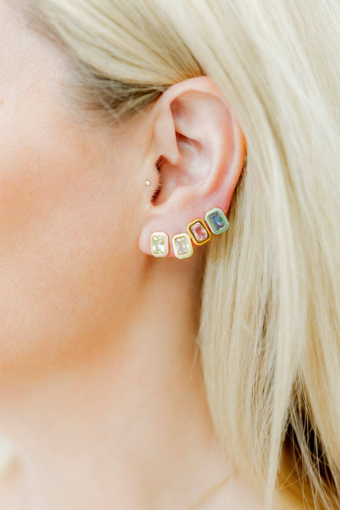 Screwback Stud Earrings - Whitney Aqua Dream
