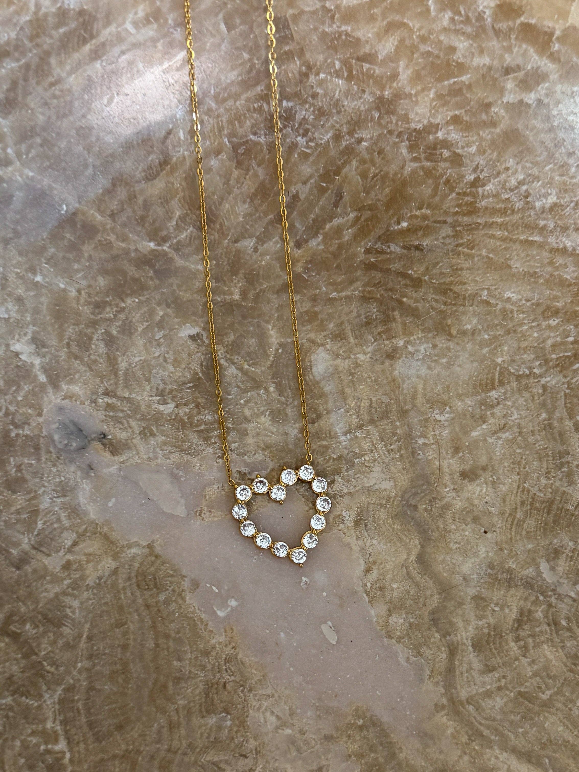 Diamond Heart Necklace 16-18”
