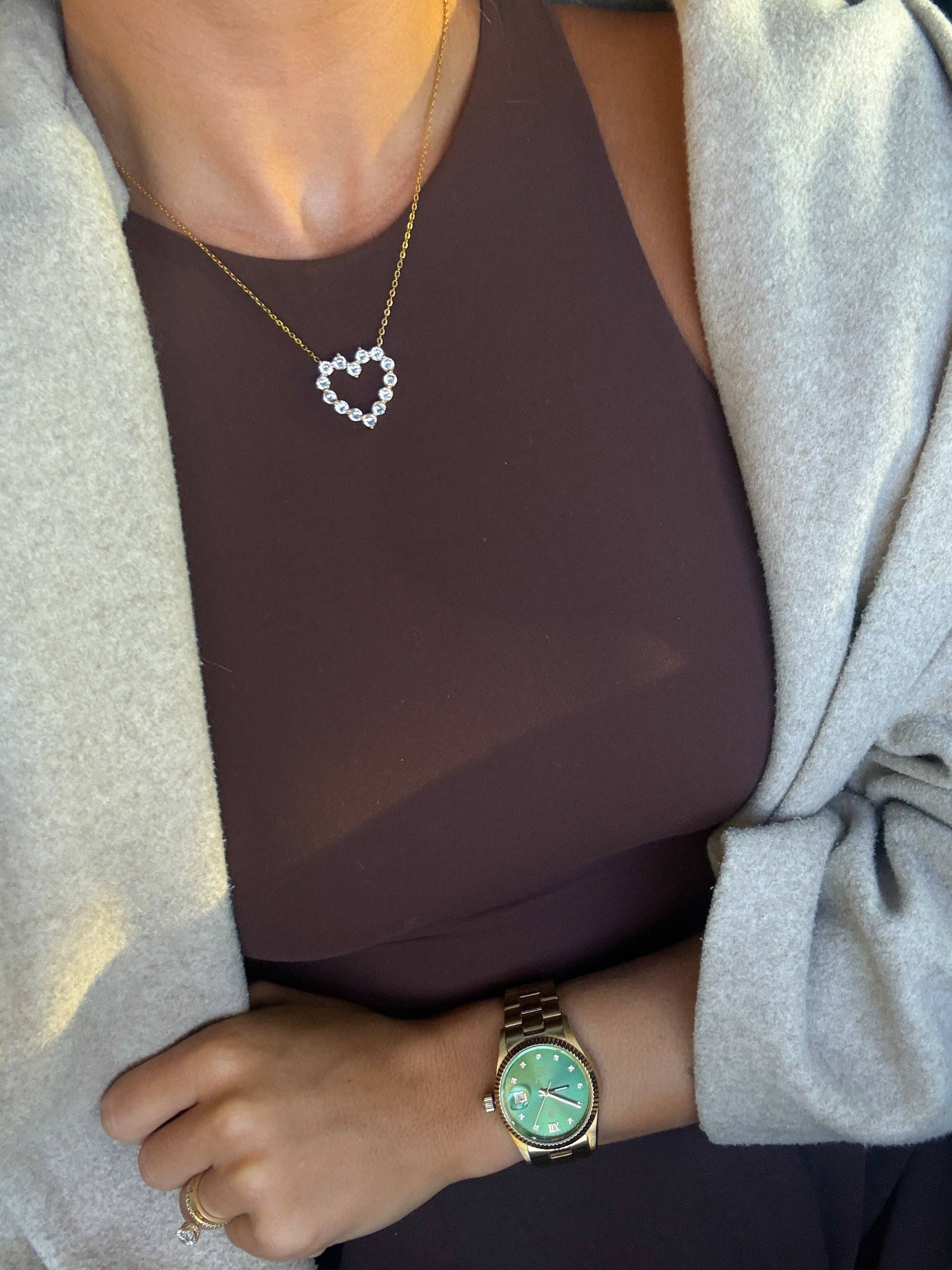 Diamond Heart Necklace 16-18”