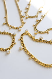 Chloe Crystal Cuban Chain Necklace 15-17”