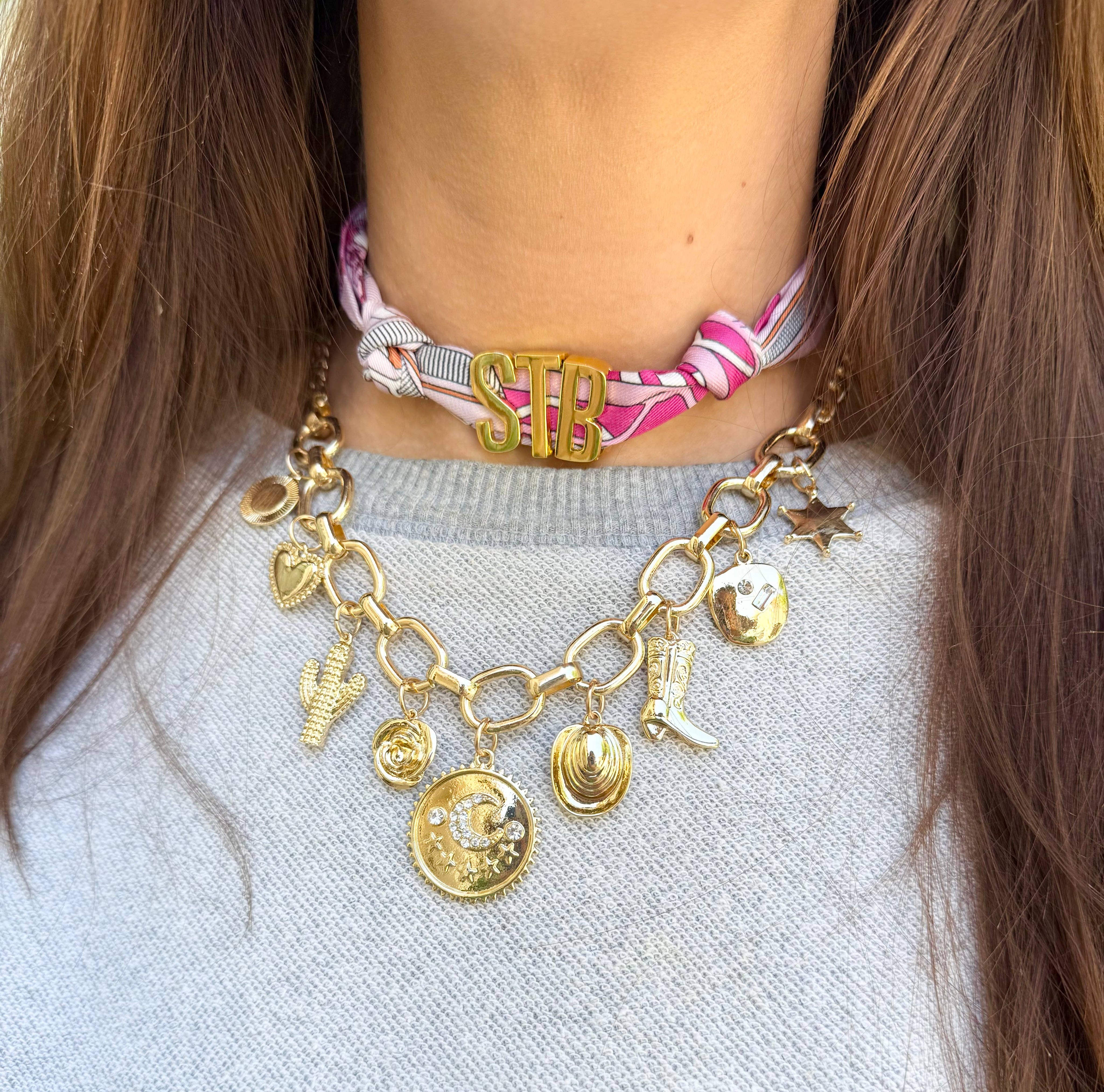 Gold Slide on Scarf Initials A-Z